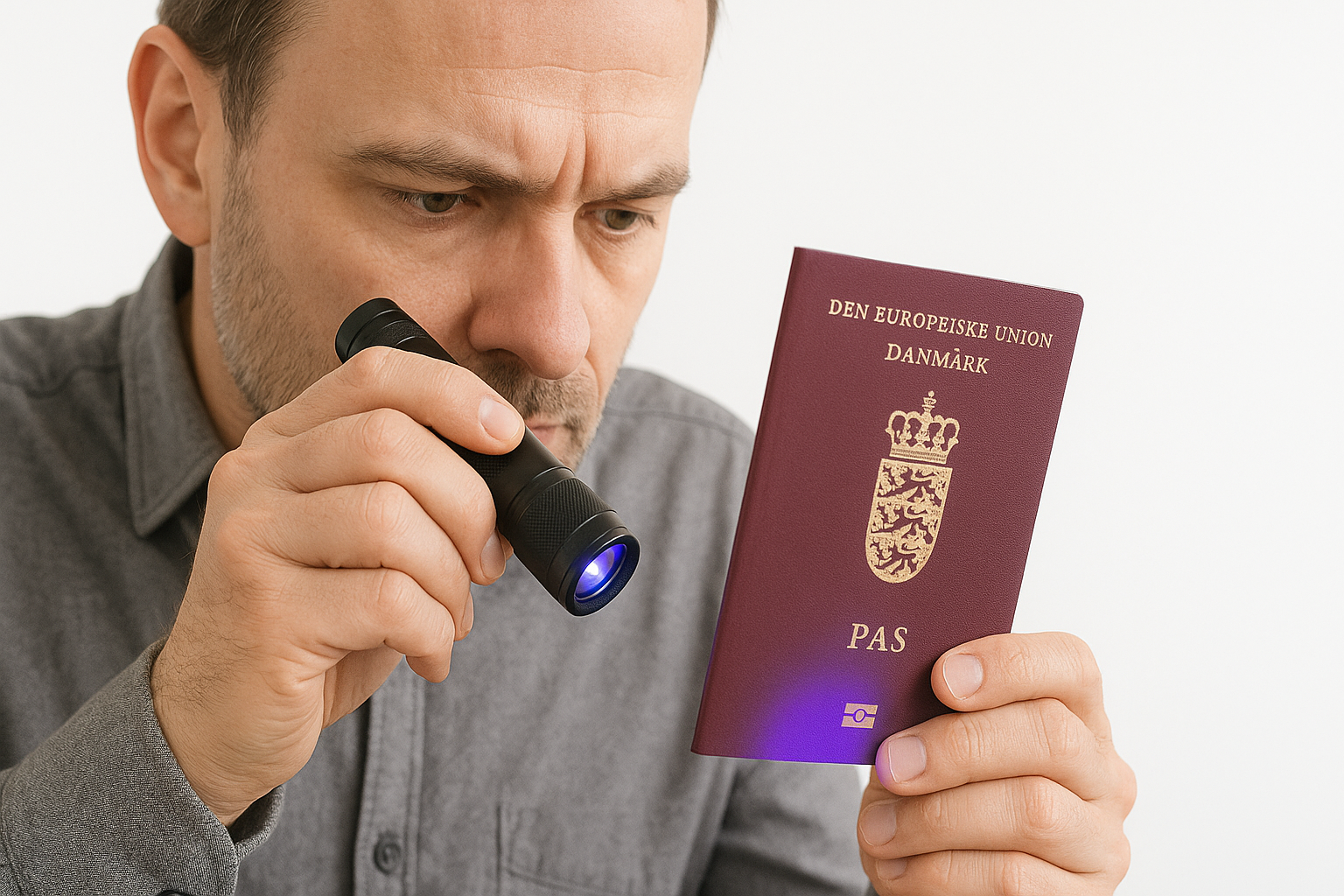UV kontrol af dansk pas