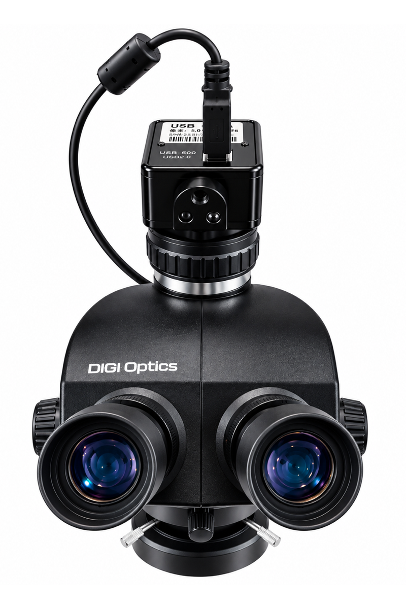 DIGI 0750SM Trinokul�rt stereomikroskop (3,5x�50x) med 5 MP USB-kamera til PCB, elektronik og finmekanik