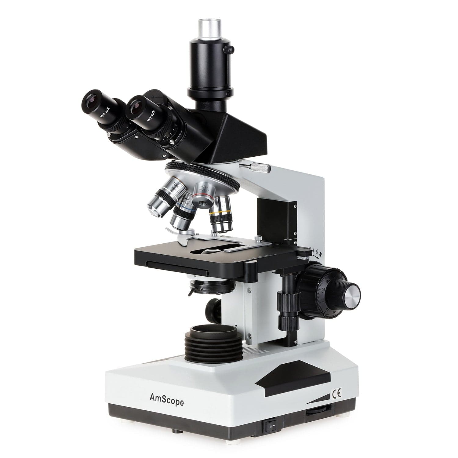 AmScope T490 simul-fokal biologisk trinokulært mikroskop (40X–2000) med 1,3MP USB 2.0 C-mount kamera