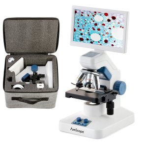 AmScope DM300HD Full HD 7 tommer digitalt lysmikroskop med mekanisk krydsbord