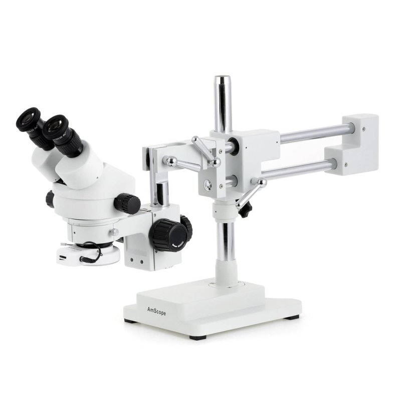 AmScope SM-4 binokul�rt zoom-stereomikroskop, 144 LED og valgfrit digitalkamera, dobbelt bomstander