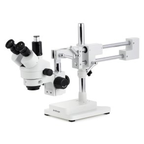 AmScope SM-4 Simul-Focal Trinokul�rt Zoom Stereomikroskop 7x-45x med Dobbeltarms Bomstander