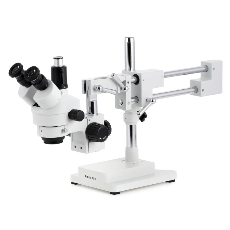 AmScope SM-4 Simul-Focal Trinokul�rt Zoom Stereomikroskop 7x-45x med Dobbeltarms Bomstander