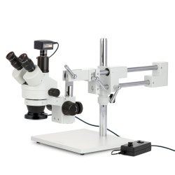 AmScope SM-4 Trinokul�rt Stereomikroskop (3,5X�180X), LED ringlys, 20MP USB 3.0 kamera p� dobbelt boom-arm stander