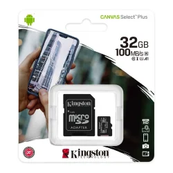 32GB Kingston Canvas Select Plus microSD/SD - 100MB/s