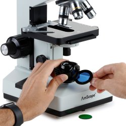 AmScope B490 Biologisk binokul�rt mikroskop (40X�2000X) + 3D krydsbord og 5MP USB 2.0 kamera