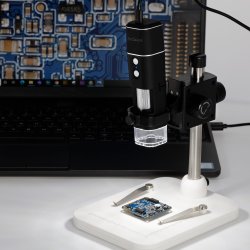AmScope HHD-serie 2,0 MP Wi-Fi &amp; USB h�ndholdt mikroskop 50x�1000x forst�rrelse med bordstativ og LED-belysning