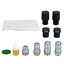 OMAX 40ז2500� binokul�rt lysmikroskop med LED-belysning, linsepapir, objektglas og d�kglas