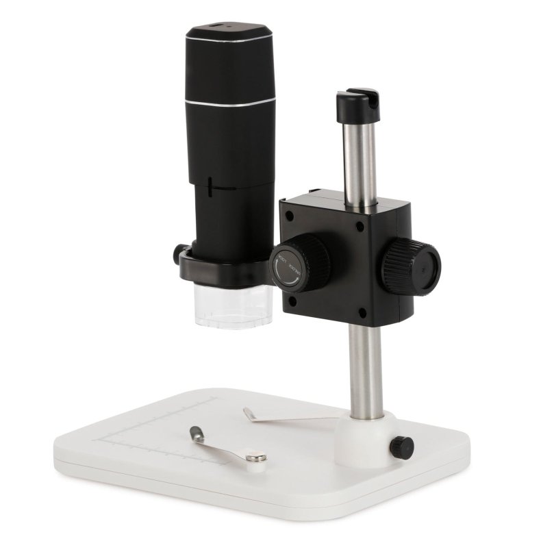 AmScope HHD-serie 2,0 MP Wi-Fi &amp; USB h�ndholdt mikroskop 50x�1000x forst�rrelse med bordstativ og LED-belysning
