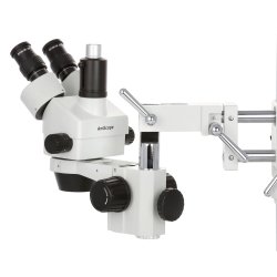 AmScope SM-4 Simul-Focal trinokul�rt zoom-stereomikroskop, 30 W LED fiberoptisk ringlys, dobbelt bomstander (3.5x-180x)