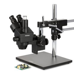 AmScope SM-4T Simul-Focal trinokul�rt zoom-stereomikroskop 3,5x-90x med dobbelt bomstander (sort)