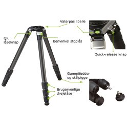 Vortex Radian Kulfiber fotostativ m/nivelleringshoved (20 kg)