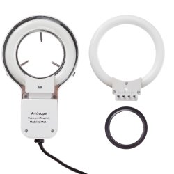 AmScope SM-7B-FRL binokul�rt stereomikroskop, fluorescerende ringlys, leddelt arm med bordplade og s�jlestander (7x-45x)