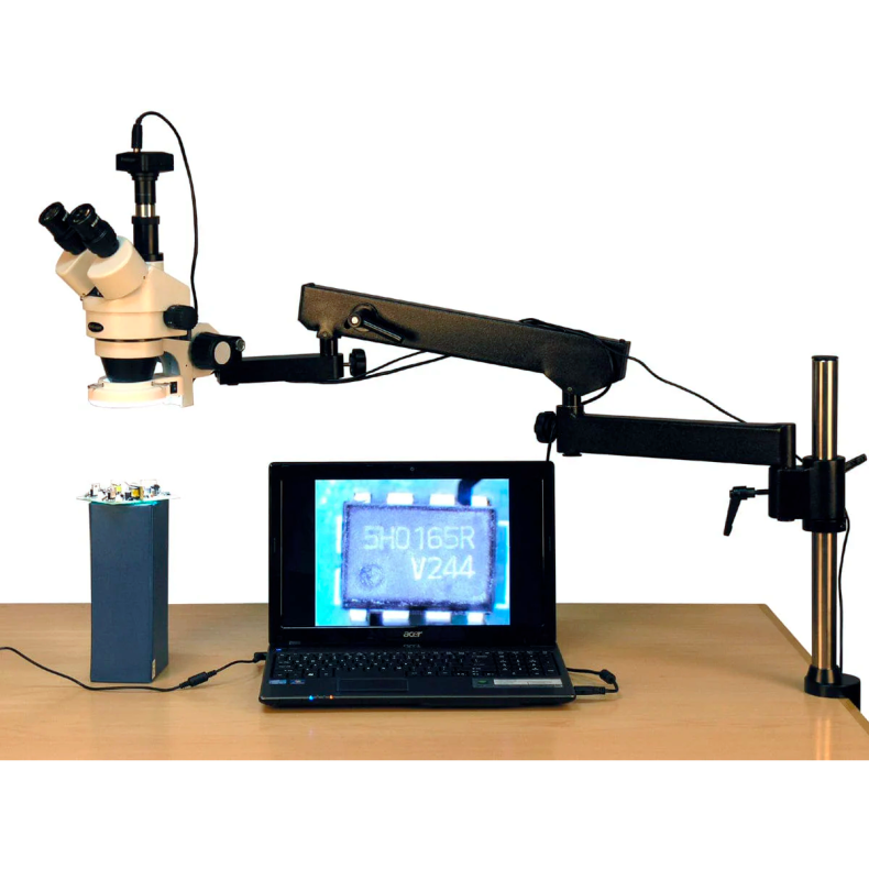 AmScope SM-8 serie Trinokul�r Stereolup (3,5x�90x) m/justerbar arm + 10MP kamera