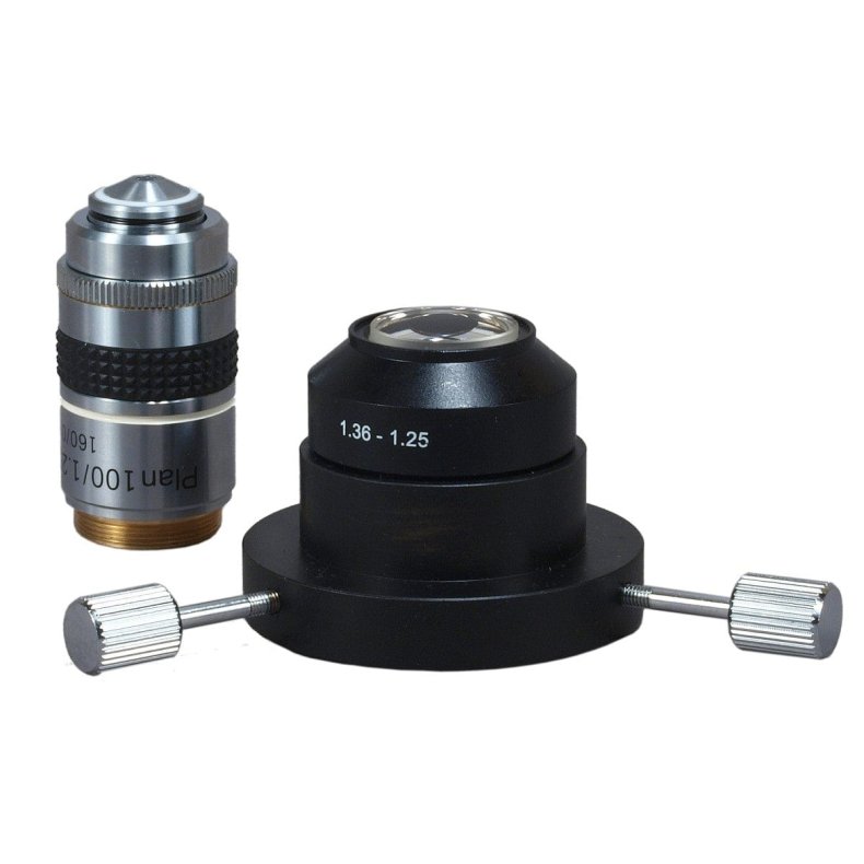 OMAX Advanced Oil Darkfield Condenser - 100X Plan Iris Objective for Microscopes