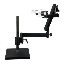 AmScope SM-7B-FRL binokul�rt stereomikroskop, fluorescerende ringlys, leddelt arm med bordplade og s�jlestander (7x-45x)