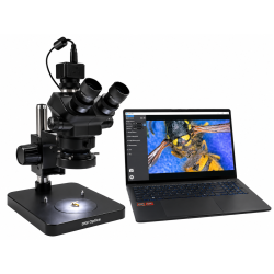 DIGI 0750SM Trinokul�rt stereomikroskop (3,5x&ndash;50x) + 5 MP USB-kamera til PCB, elektronik og finmekanik