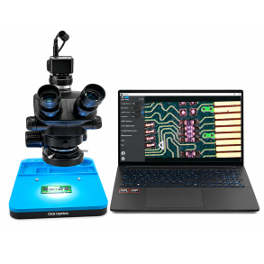 DIGI 0750SM Trinokul�rt stereomikroskop (3,5x&ndash;50x) med 5 MP USB-kamera til PCB, elektronik og finmekanik