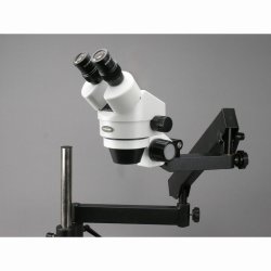 AmScope SM-7B-FRL binokul�rt stereomikroskop, fluorescerende ringlys, leddelt arm med bordplade og s�jlestander (7x-45x)
