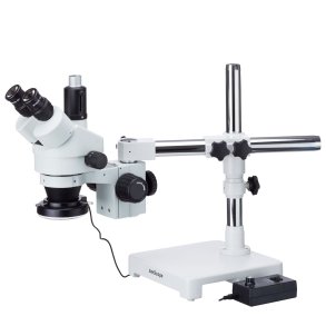 AmScope SM-3 Trinokul�r Stereolup (3,5�45x) 144 LED ringlys - enkeltarms boom-stand