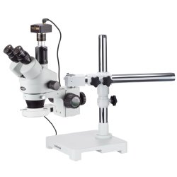 AmScope SM-3 Trinokul�r Stereomikroskop 2,5X&ndash;90X m/dobbelt bomstander, 1,3MP kamera og enkeltarm bomstander