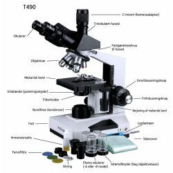 AmScope T490 simul-fokal biologisk trinokul�rt mikroskop (40X�2000X)  + 20MP USB 3.0 kamera (bundle)